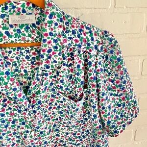 Vintage Button down 80s Coquette Retro Floral Sz Petite 14